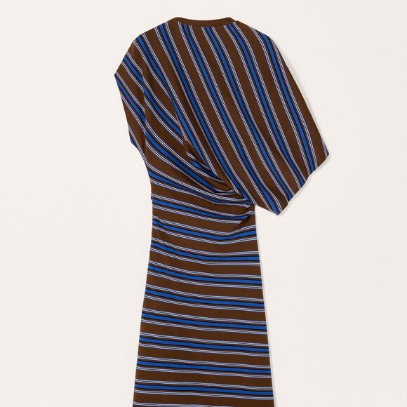 LIMITED EDITION STRIPED DRAPED DRESS - Brown and Blue - Picture 2 of 3
